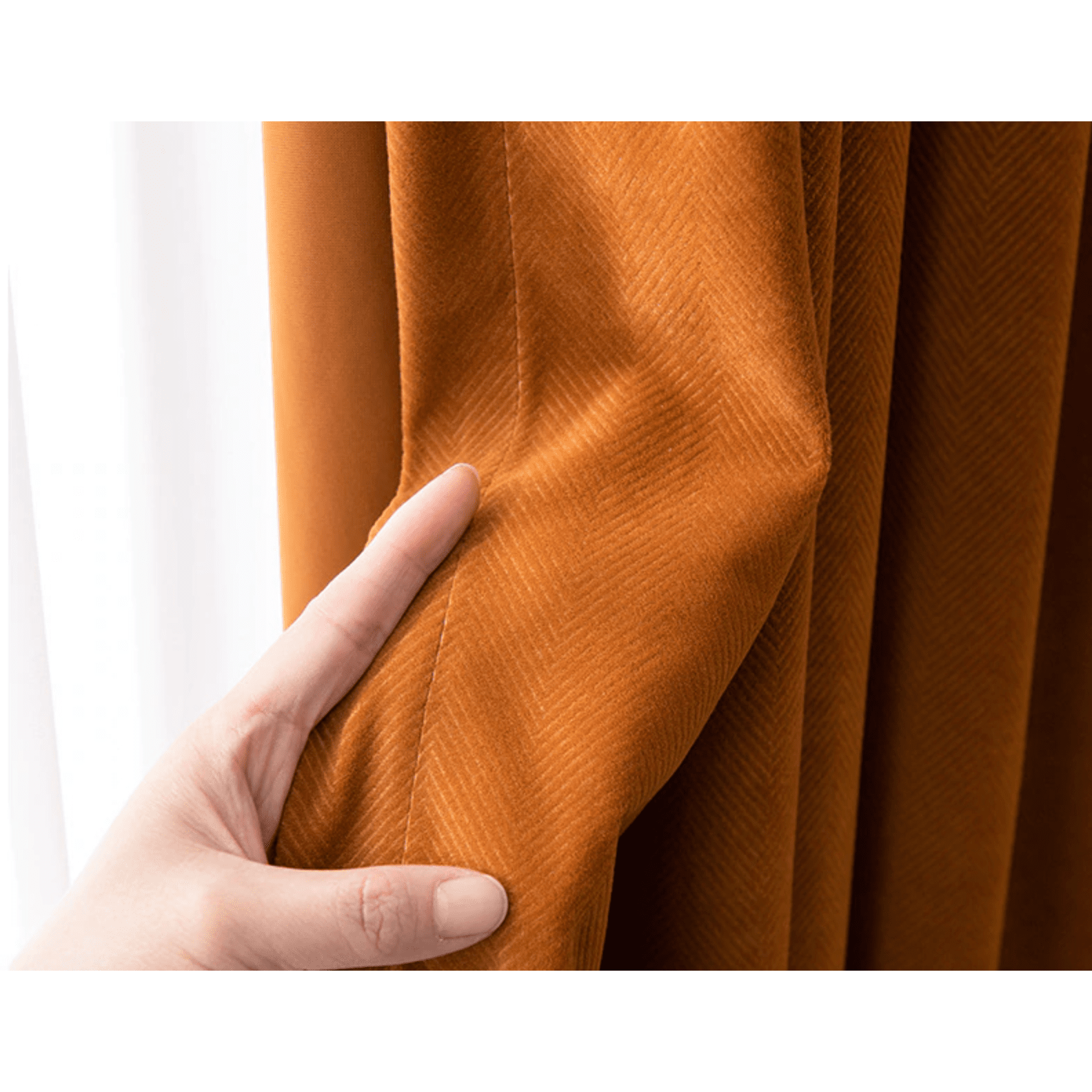Rémy Luxury Modern Herring Designer Velvet Curtains - Orange