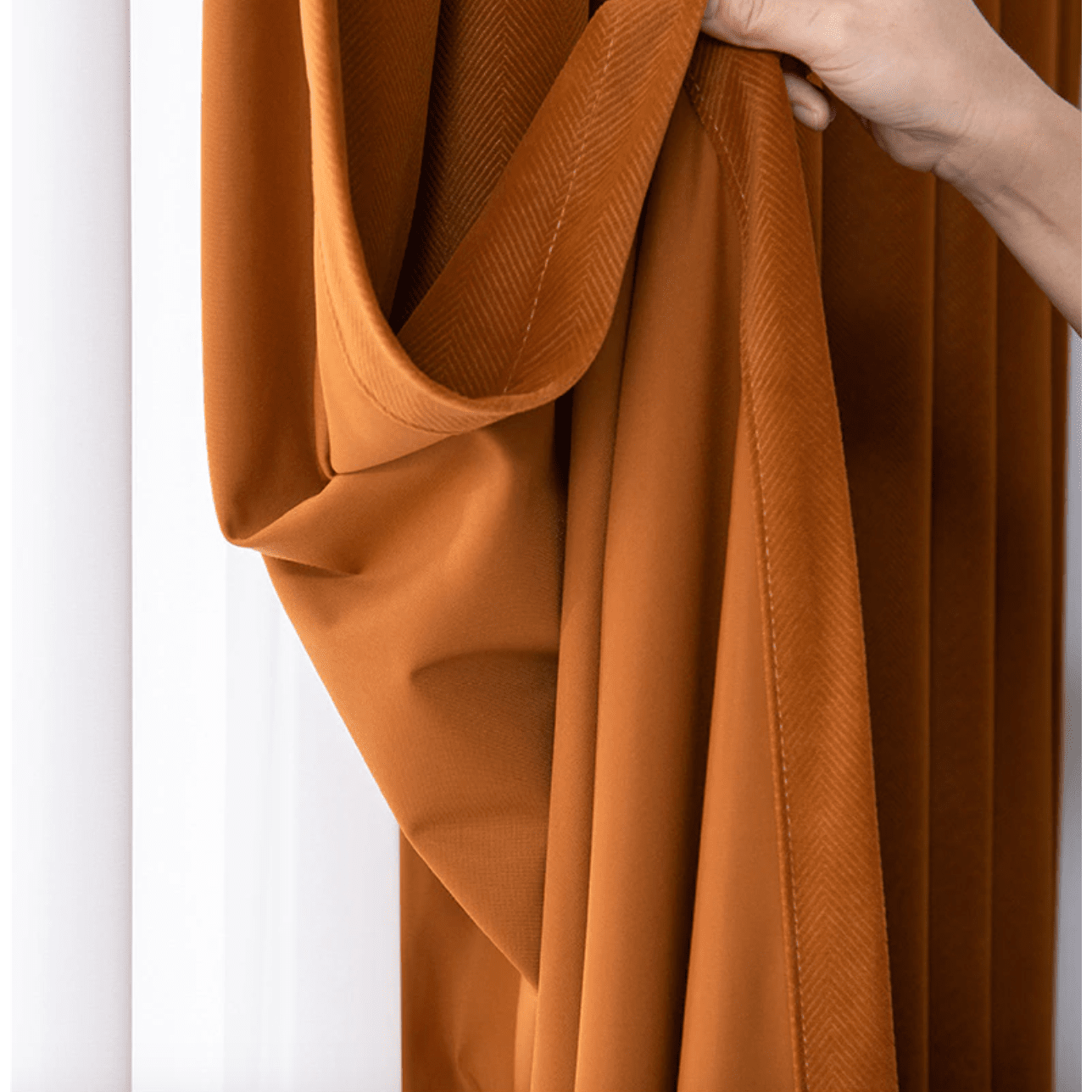 Rémy Luxury Modern Herring Designer Velvet Curtains - Orange