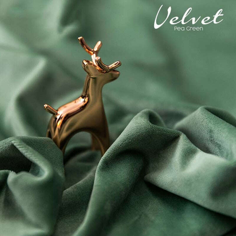 Rémy Luxury Plain Velvet Curtain - Pea Green