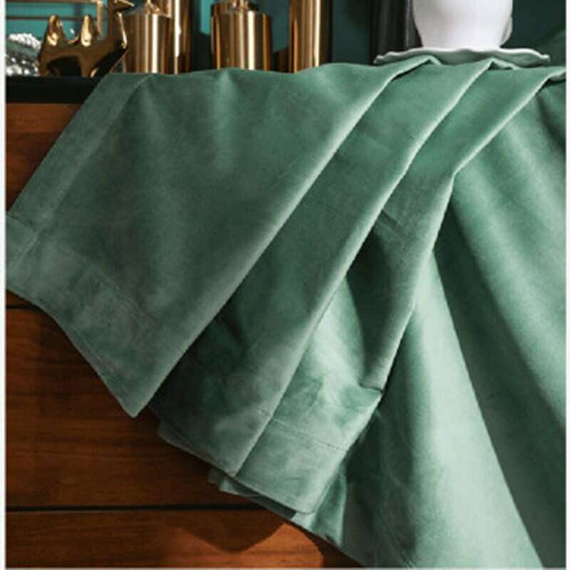 Rémy Luxury Plain Velvet Curtain - Pea Green