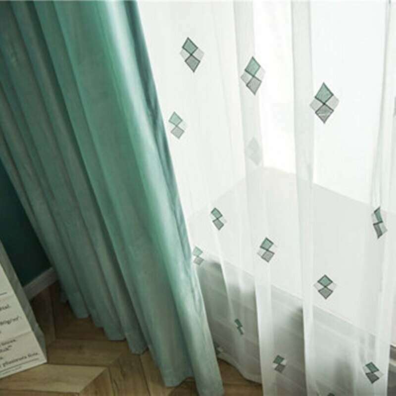 Rémy Luxury Plain Velvet Curtain - Pea Green