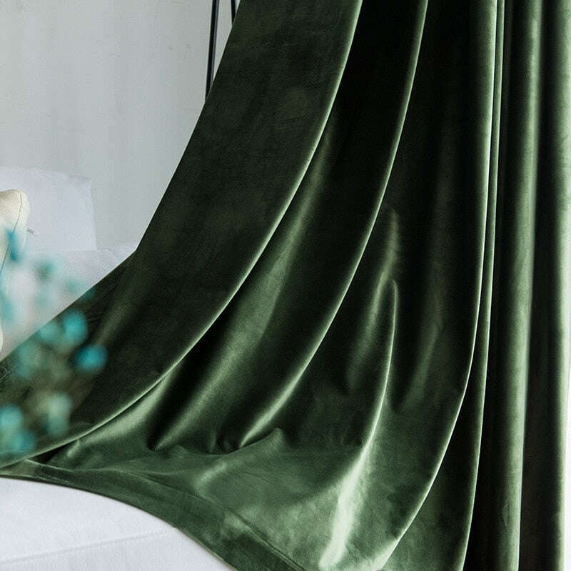 Rémy Luxury Velvet Plain Curtain - Bottle Green