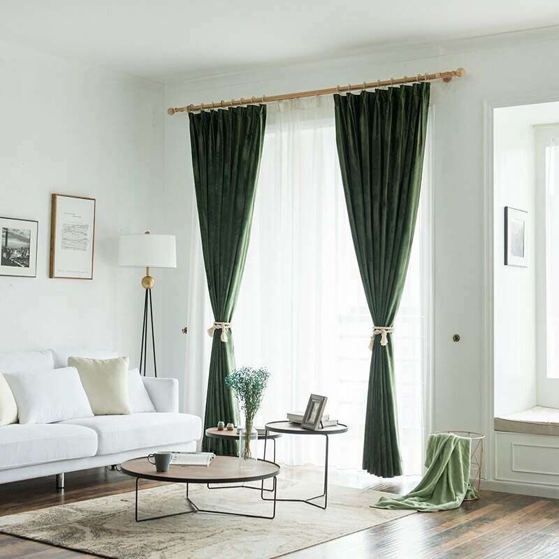 Rémy Luxury Velvet Plain Curtain - Bottle Green