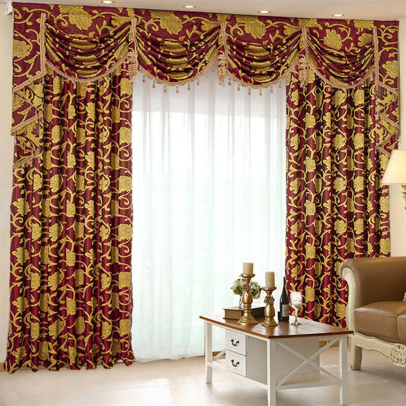Rémy Royal Luxury Jacquard Curtain- Burgandy