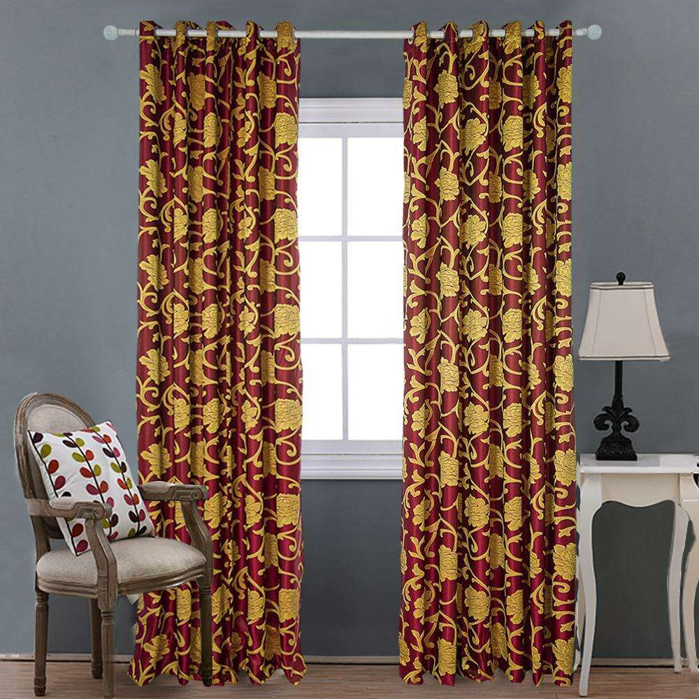 Rémy Royal Luxury Jacquard Curtain- Burgandy