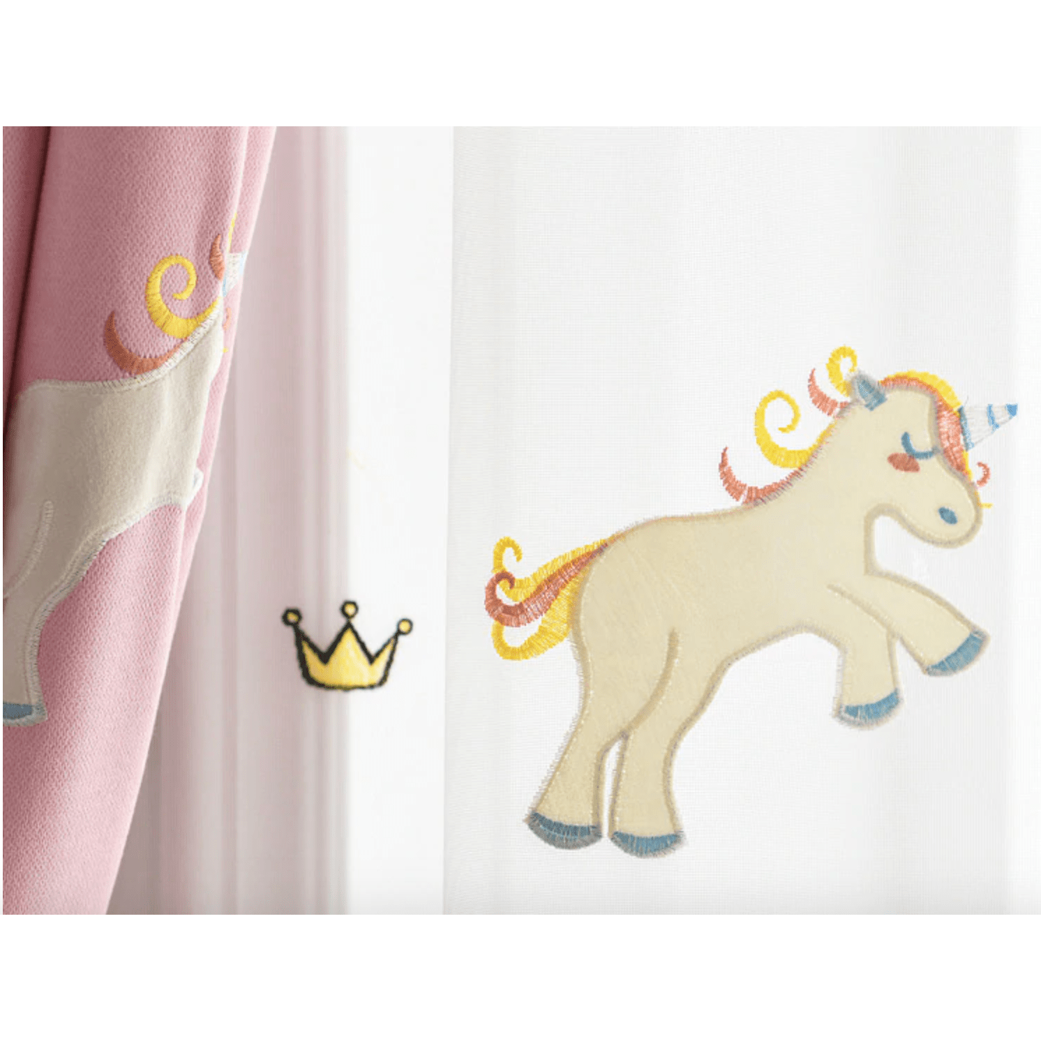 Rémy Unicorn Embroidered Curtains for Kids Bedroom - Blue