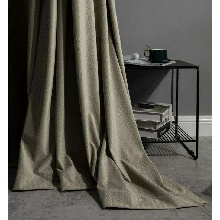 Taylor H. Luxury Jacquard Velvet Woven Design Curtains - Beige