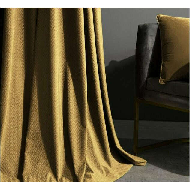 Taylor H. Luxury Jacquard Velvet Woven Design Curtains - Bronze Gold