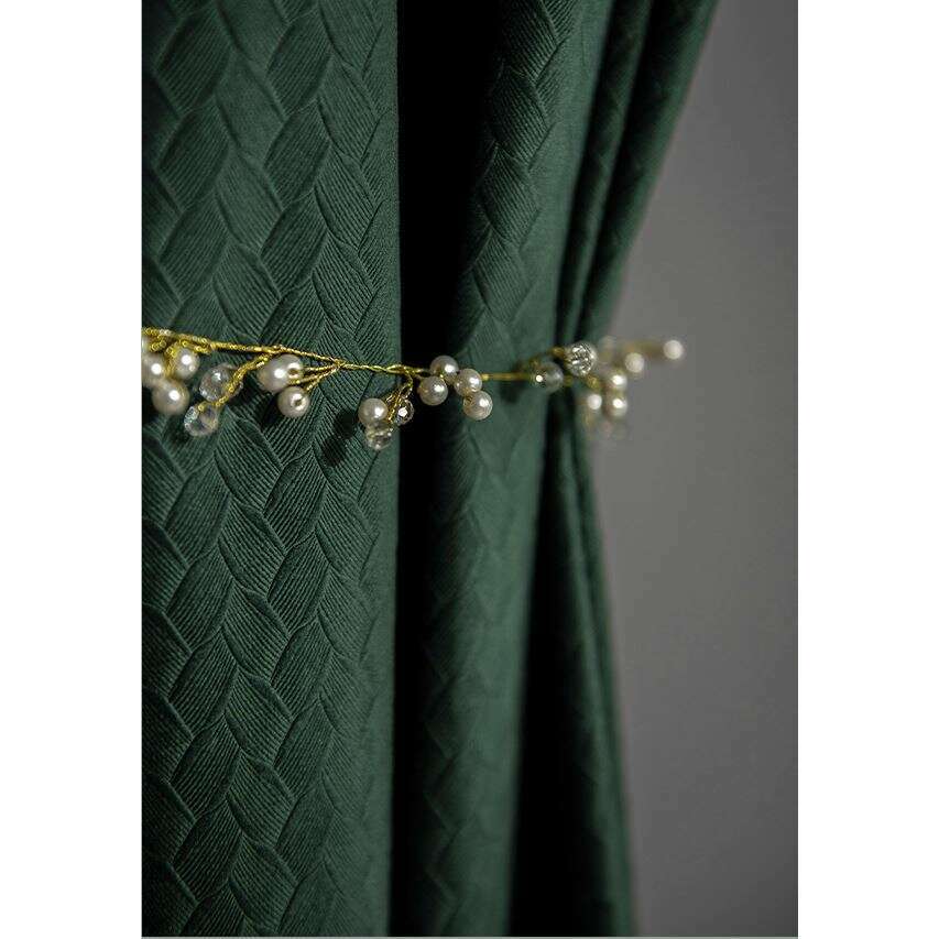 Taylor H. Luxury Jacquard Velvet Woven Design Curtains - Dark Green