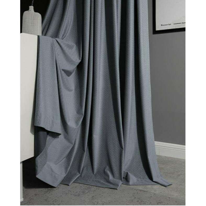 Taylor H. Luxury Jacquard Velvet Woven Design Curtains - Haze Blue