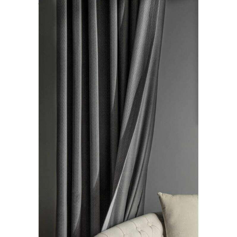 Taylor H. Luxury Jacquard Velvet Woven Design Curtains - Light Gray