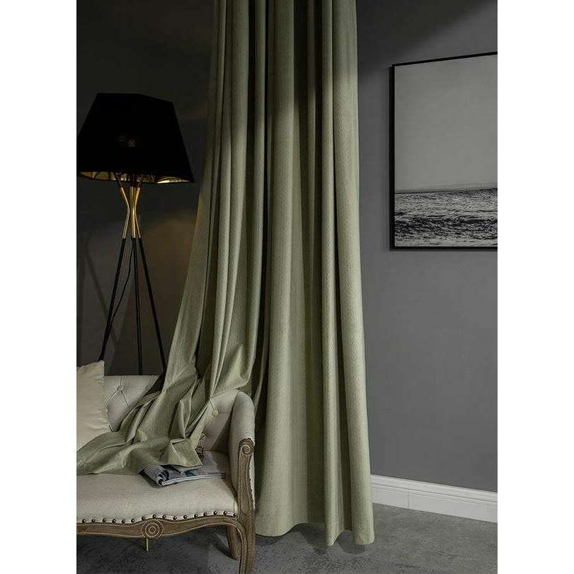 Taylor H. Luxury Jacquard Velvet Woven Design Curtains - Light Green