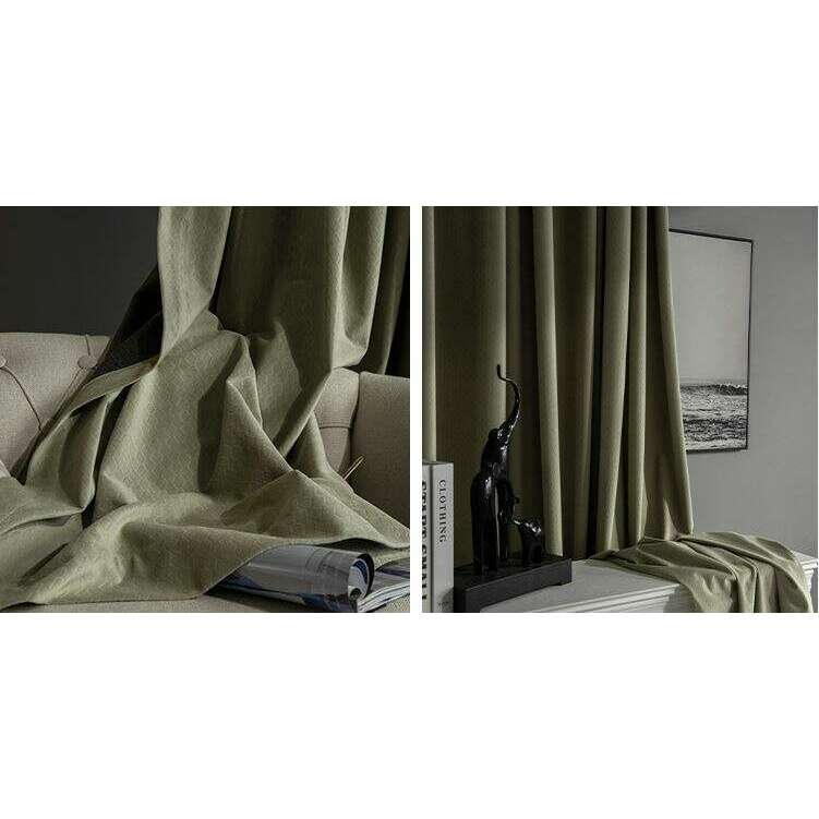 Taylor H. Luxury Jacquard Velvet Woven Design Curtains - Light Green