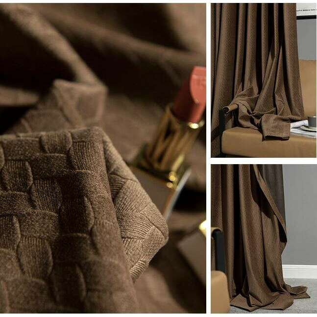 Taylor H. Luxury Jacquard Velvet Woven Design Curtains - Maple Brown