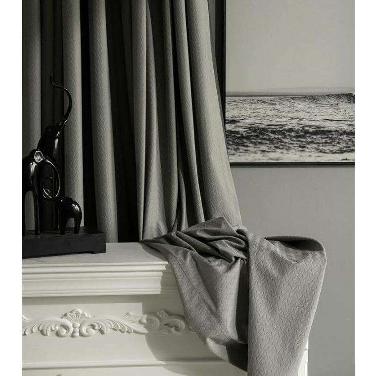 Taylor H. Luxury Jacquard Velvet Woven Design Curtains - Morandi Gray