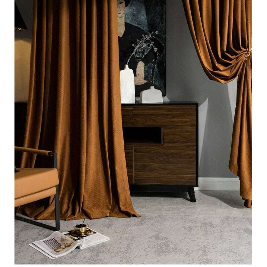 Taylor H. Luxury Jacquard Velvet Woven Design Curtains - Orange