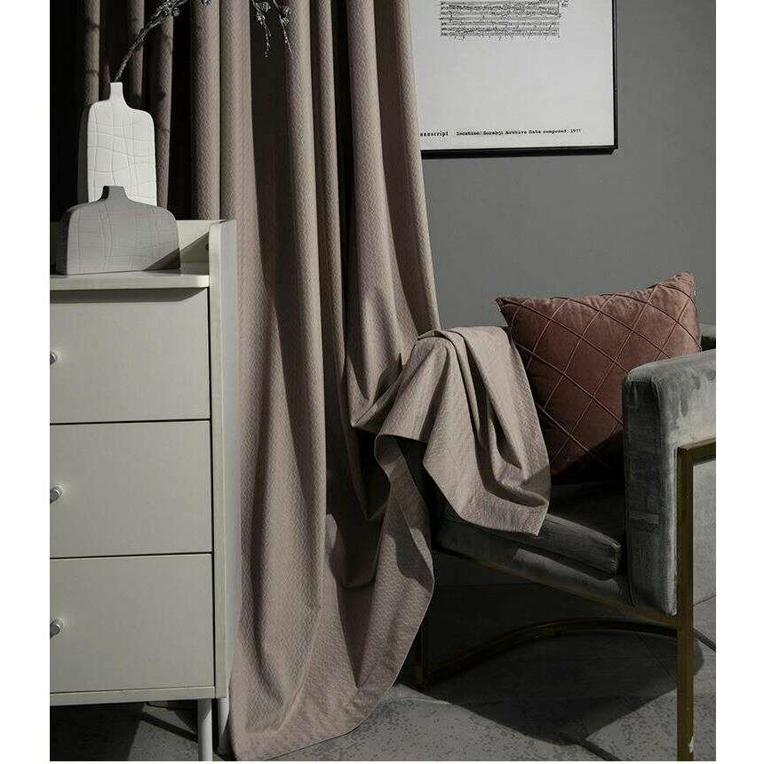 Taylor H. Luxury Jacquard Velvet Woven Design Curtains - Pink