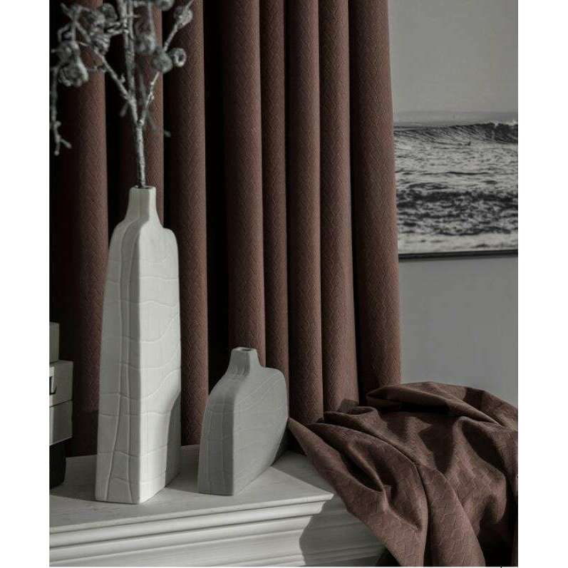 Taylor H. Luxury Jacquard Velvet Woven Design Curtains - Red