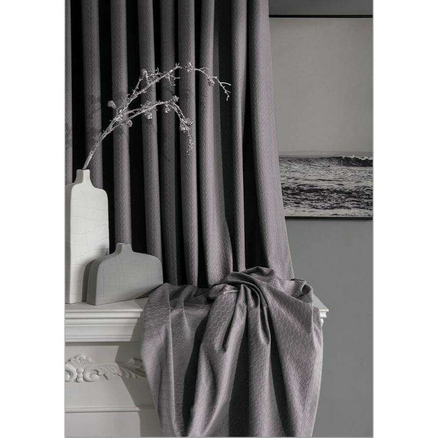 Taylor H. Luxury Jacquard Velvet Woven Design Curtains - Violet Gray