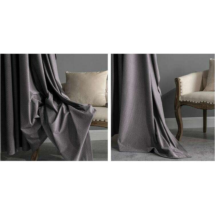 Taylor H. Luxury Jacquard Velvet Woven Design Curtains - Violet Gray