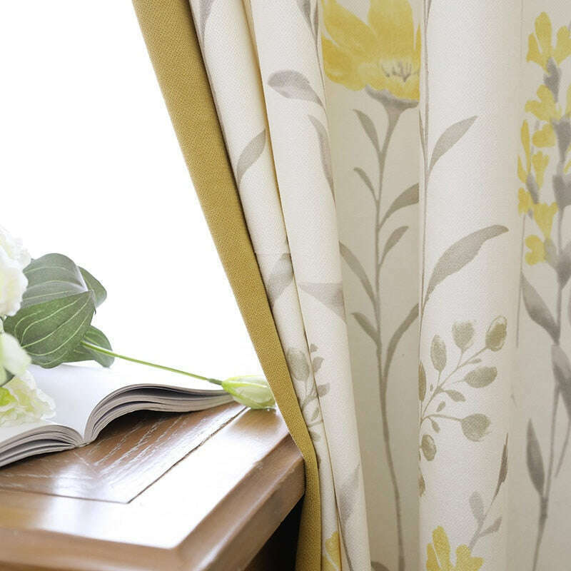 Taylor.H Cheveni Pastoral Mosaic Print Curtains - White Yellow