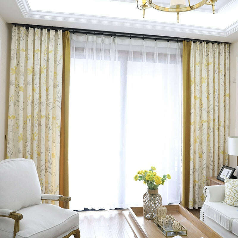 Taylor.H Cheveni Pastoral Mosaic Print Curtains - White Yellow