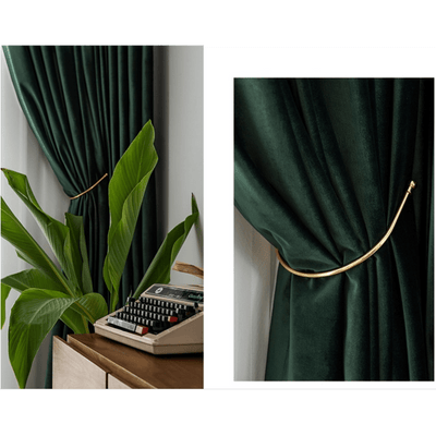 Taylor.H Nordic Dutch Plain Velvet Curtains - Dark Green / Olive