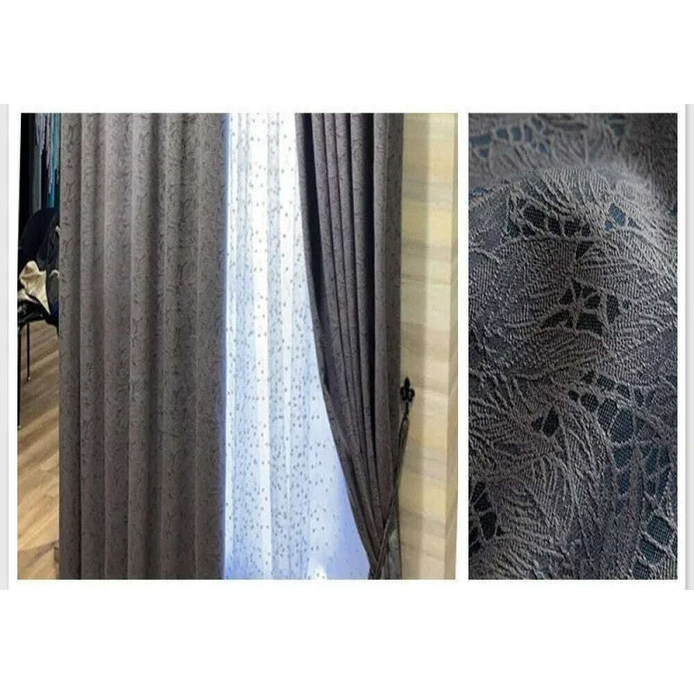 T.B. London Literary Lace Blackout Curtains - Steel Blue
