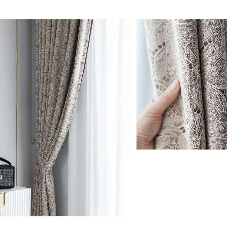 T.B. London Literary Lace Blackout Curtains - White and Wine Red