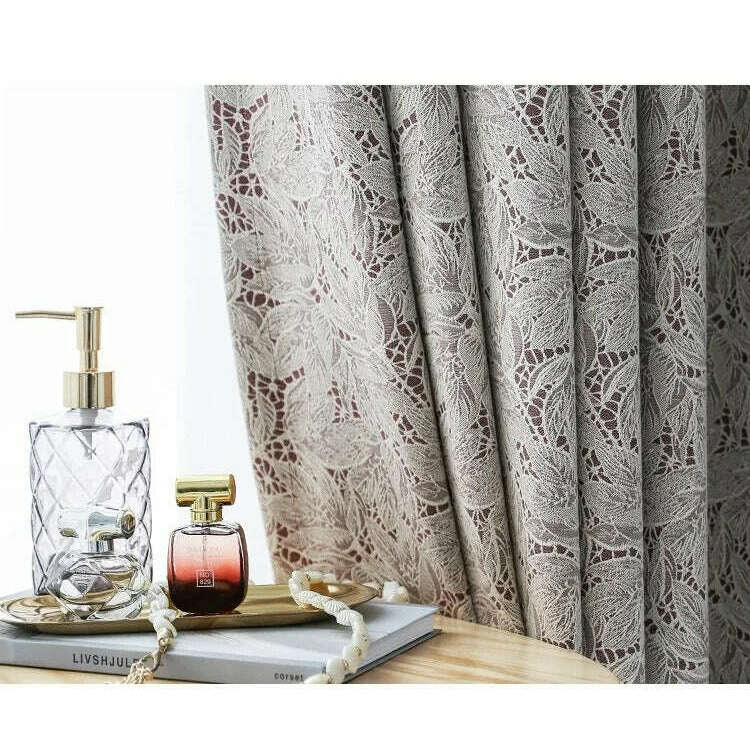 T.B. London Literary Lace Blackout Curtains - White and Wine Red