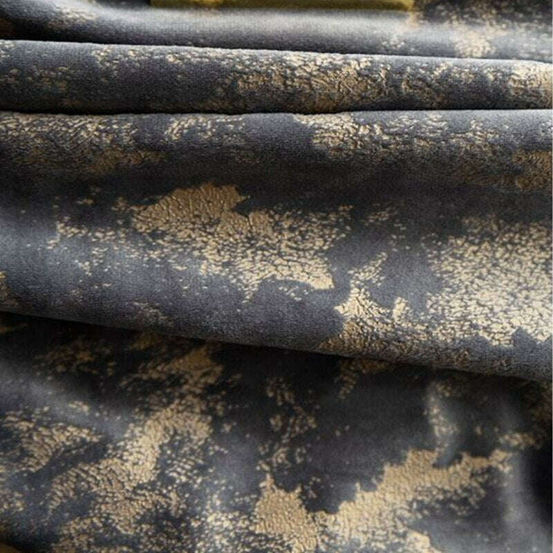 T.B. London Luxury  Golden Textured Velvet Curtains- Gray