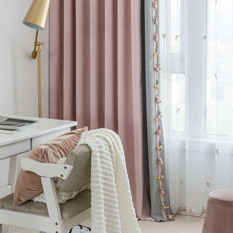 T.B. London Pink-Gray Pony Lace Curtain