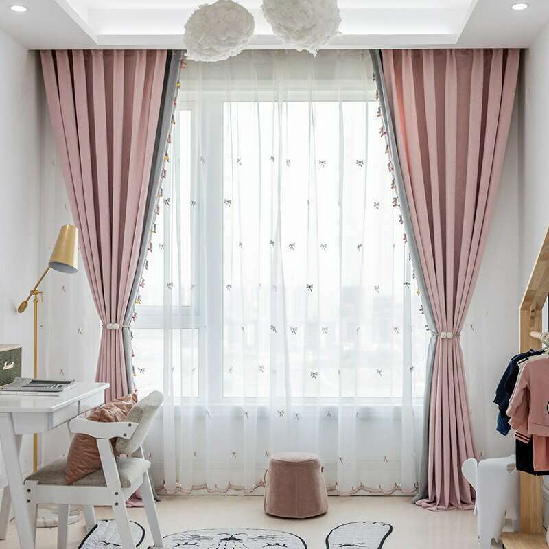 T.B. London Pink-Gray Pony Lace Curtain