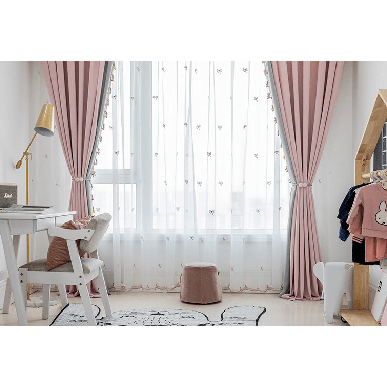 T.B. London Pink-Gray Pony Lace Curtain