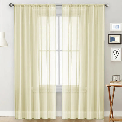 Jason Plain Velvet Sheer Curtain - Beige White