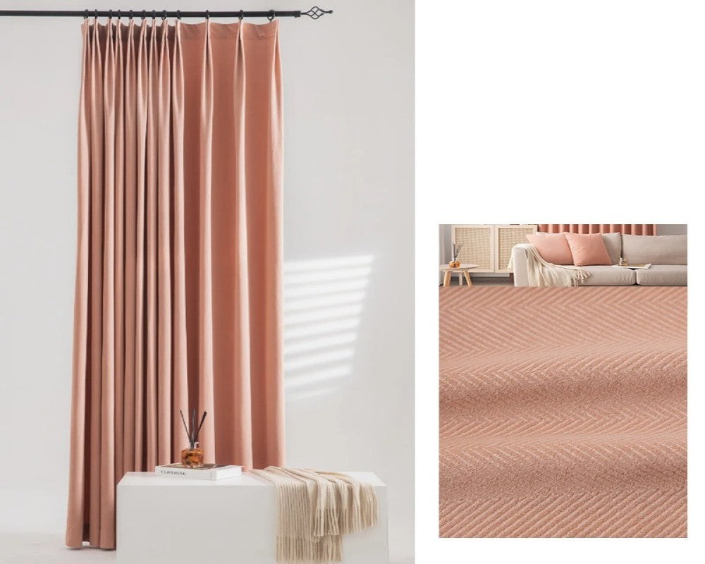 Rémy Luxury Modern Herring Designer Velvet Curtains - Pink