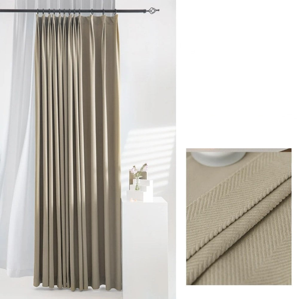 Rémy Luxury Modern Herring Designer Velvet Curtains - Taupe