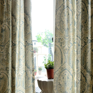 Mila French Country Print Intricate Design Curtain - Beige - Discover-curtains