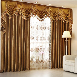 Mila Luxury Italian Velvet Valance- Golden Brown - Discover-curtains